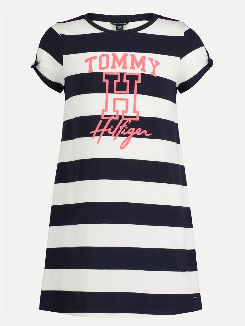 Lány Tommy Hilfiger Little Rugby T-Shirt Dresses Sötétkék | HU 1756WNB